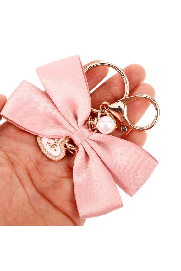 Stylish Bow Beaded Keychain , Cute Bow Design Keyring Accessory, 1 Set Decorative Charm