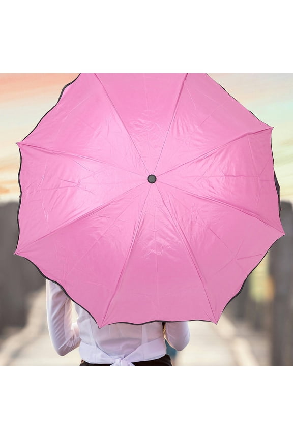 1Pcs Pink Compact Umbrellas for Rain Romantic Style High-Density UV Protection Coating Plastic Alloy for Women