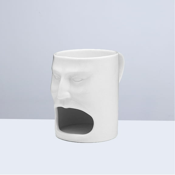 ADDHAT 1Pcs White Ceramic Mug for Cookies and Coffee Mugs in Simple Style