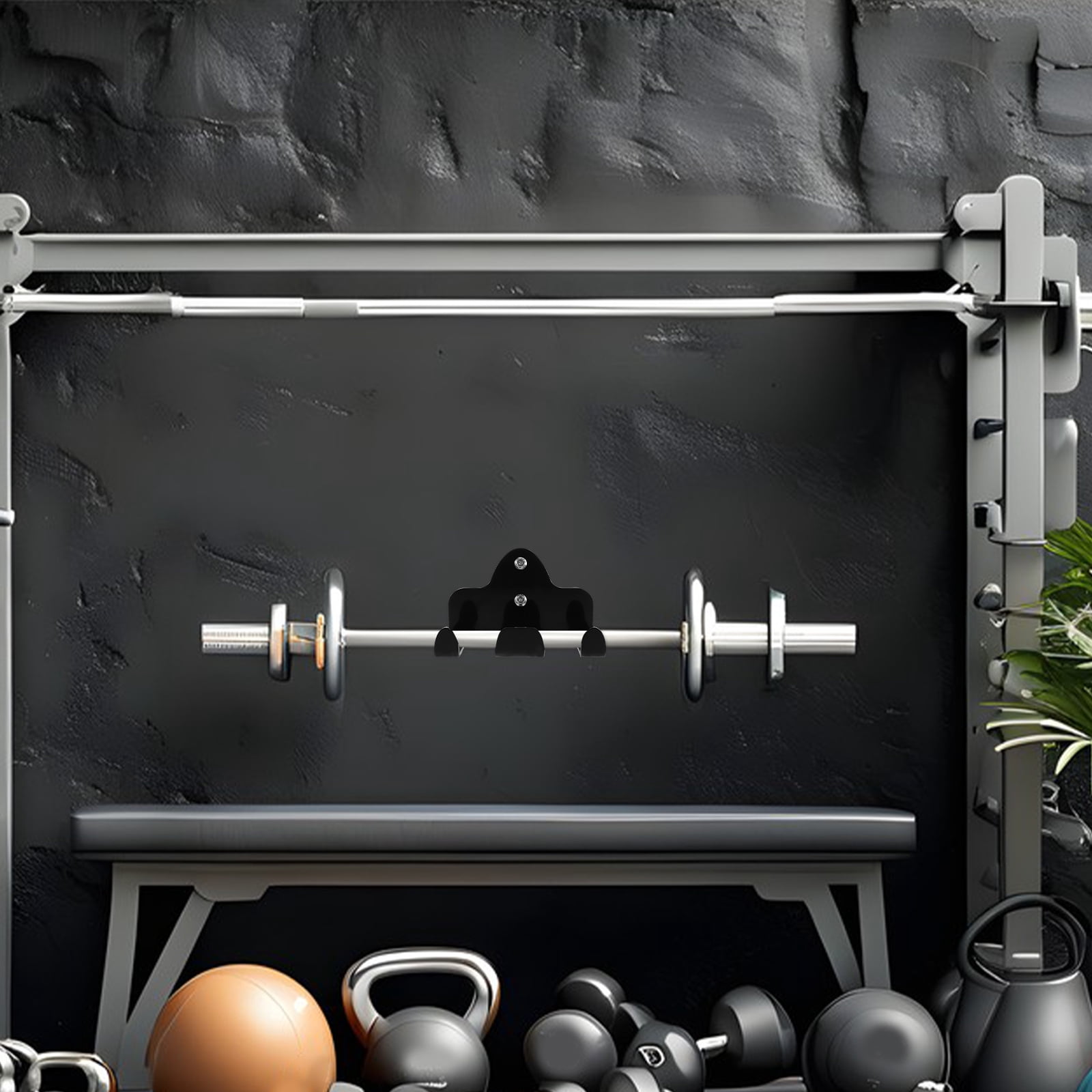 Barbell Rectangular ADDHAT 1Set Barbell Rack Iron Black Rectangular Wall Mounting For Gym ...