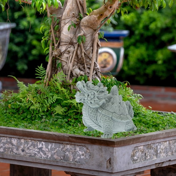 ADDHAT 1Set Dragon Turtle Statue Grey Sandstone 4.7x3.5x2.9in Vintage Home Decor Collectors
