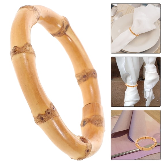 ADDHAT 1Set Farmhouse Rustic Napkin Ring Beige Color Circle Shape For Wedding Party Everyday Use