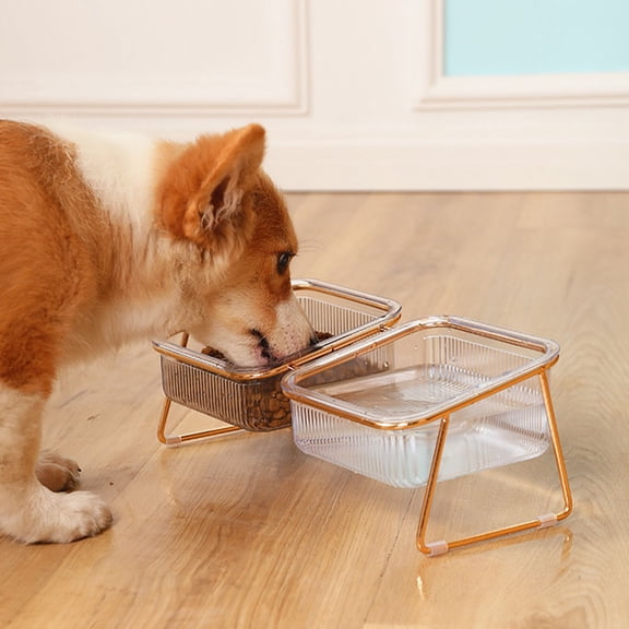 ADDHAT Elevated Cat Bowl with Iron Stand Assorted Color ABS Material Easy to Clean 1Set