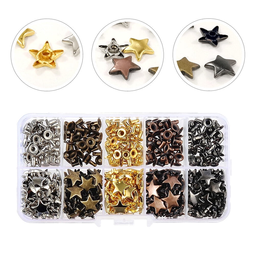 ADDHAT Metal Star Rivets Studs Assorted Colors for Craft Projects ...
