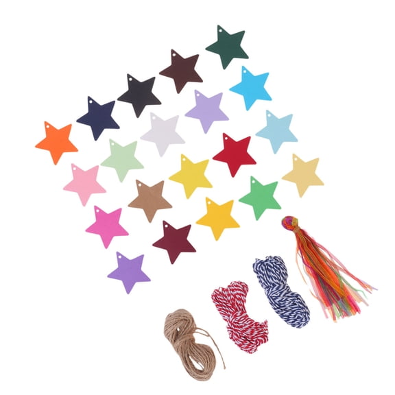 ADDHAT 200Pcs Hanging Star Tags Craft Paper with Rope for Scrapbooking 6x6cm