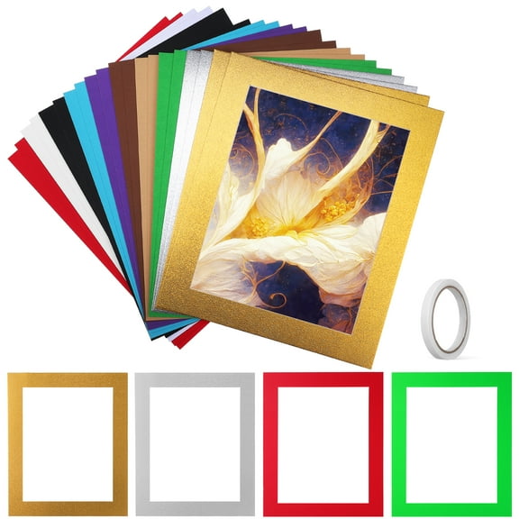 ADDHAT 20Pcs Photo Frame Mats Assorted Color Strong Paper Material for Picture Protection