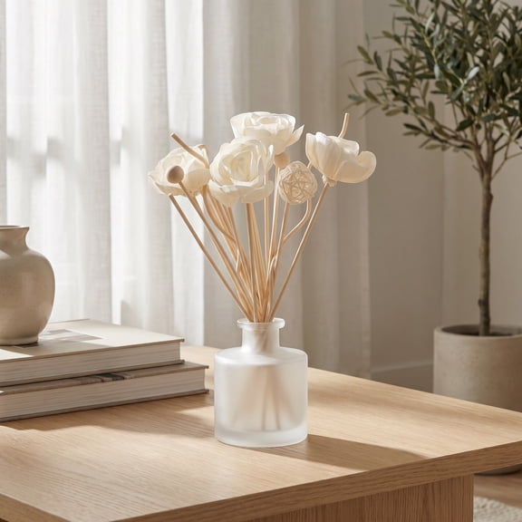 ADDHAT 22Pcs Flower Shaped Reed Diffuser Replacement Sticks Natural Rattan Wood for Room Freshener