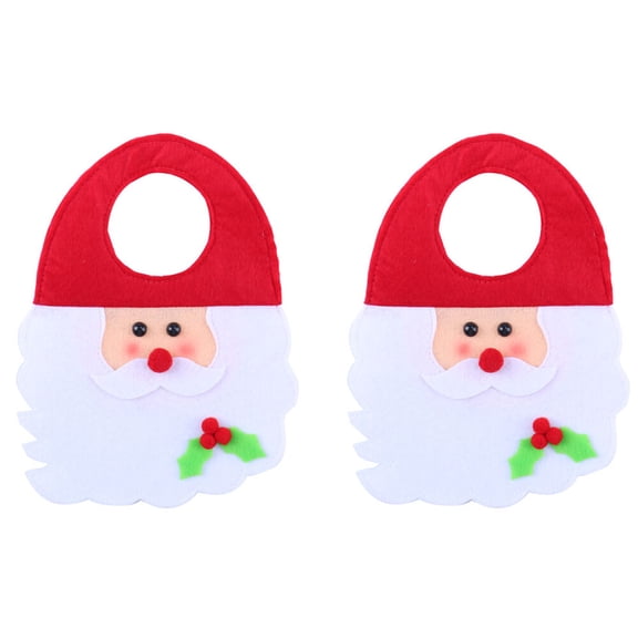 ADDHAT 2Pack Santa Claus present Bag for Christmas with White and Red Round Shape and Festive Style