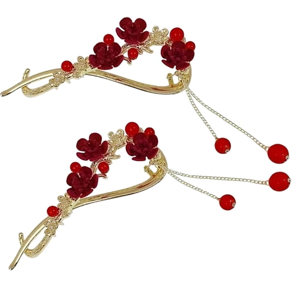 ADDHAT 2Pcs Chinese Style Hair Claw Clip Plum Blossom Shape for Women Hair Fixing and Keeping Tidy 4.1X1.2in