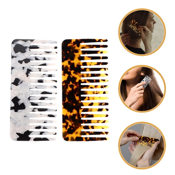 ADDHAT 2Pcs Curly Hair Comb For Women With Acetic Acid Sheet Anti Static Frizz Prevention 11.8x2x0.08In