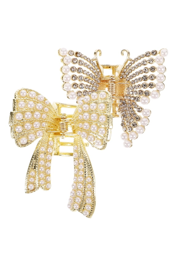 2-Pack Double Prong Hair Clips for Women, Elegant Hair Accessories, Metal Hairpins for Styling and Everyday Use