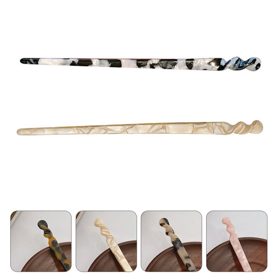 ADDHAT 2Pcs Retro Female Hairpin Assorted Colors Practical Simple Updo Hair Clasp