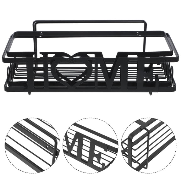 ADDHAT 2Pcs Metal Bathroom Shelf Wall Mounting Nail Free Installation Black 12.7x5.3x4.1in