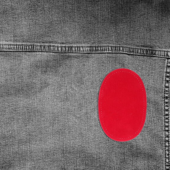 ADDHAT 2Pcs Oval Red Elbow Patches for Clothes Versatile DIY Repair Sew on Appliques for Jackets