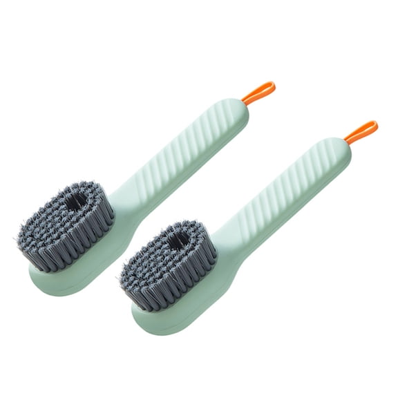 ADDHAT 2Pcs Shoe Brush Reusable Cleaning Brush Long Handle Green Abs Tpr For Kitchen Bathroom Shoe Cleaning