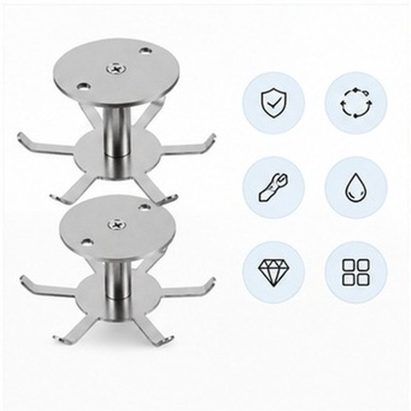 ADDHAT 2Pcs Under Cabinet Hooks Stainless Steel Rotating Kitchen Utensil Hangers Plated Silver