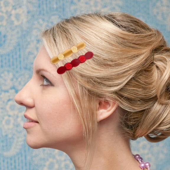 ADDHAT 2pcs Hair Clips Flower Acetate Rose Shape Side Bangs Holding For Women Everyday Use