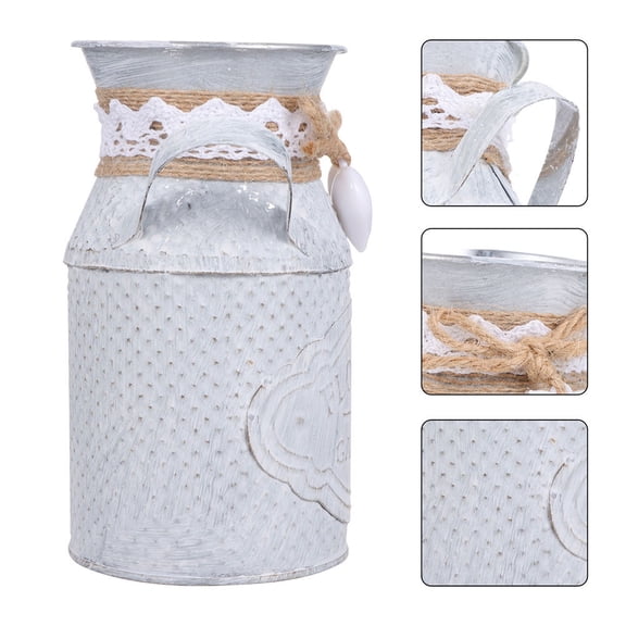 ADDHAT Iron Flower Buckets Rustic Tabletop Plant Holders 2Pcs