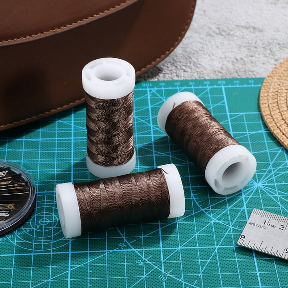 ADDHAT 3 Spools Stitching Threads for Embroidery Light Brown Dark Gold Polyamide Nylon 2.59X1.18X1.18in