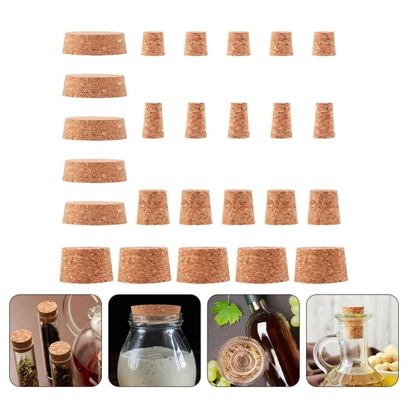 ADDHAT 30 Pcs Chocolate Round Sealing Corks for Glass Bottles Reusable Bottle Cover Diy Activities