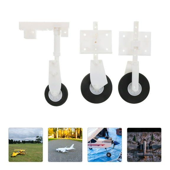 ADDHAT 3Pcs Aircraft Planes Wheels White Plastic Precision Design for Model Enthusiasts and Hobbyist Use