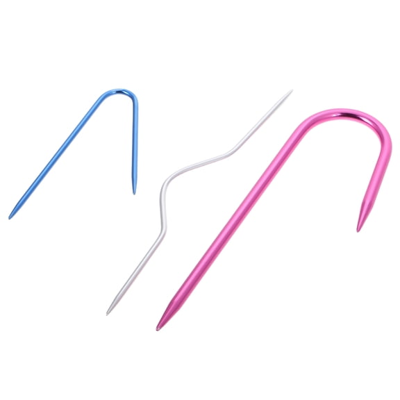 ADDHAT 3Pcs Aluminum Crochet U Shaped Needle Set for Knitting Cable Stitches and Yarn Projects