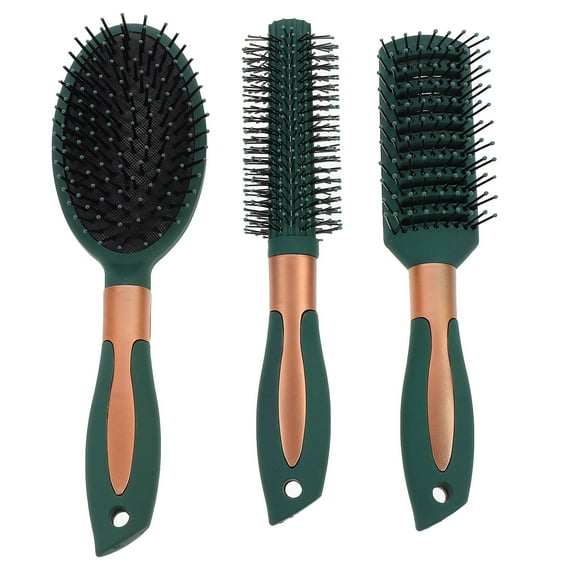 ADDHAT 3-Piece Green Hairdressing Comb Kit with Airbag Massage Brush for Daily Detangling, Curling, and Styling