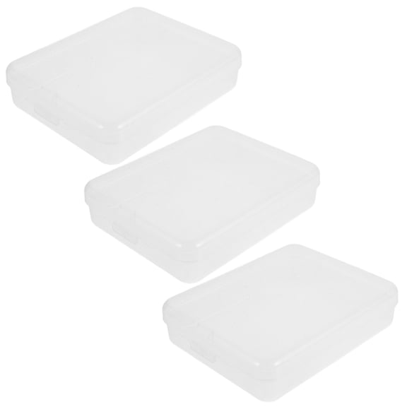 ADDHAT 3Pcs Small Clear Plastic Box with Lid Cotton Ball Dispenser Compact Travel-friendly Storage
