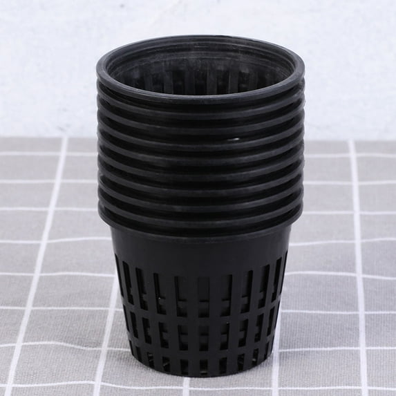 ADDHAT 40Pcs Hydroponic Net Cups Black Plastic Planting Pots with Air Permeability for Garden and Home Use