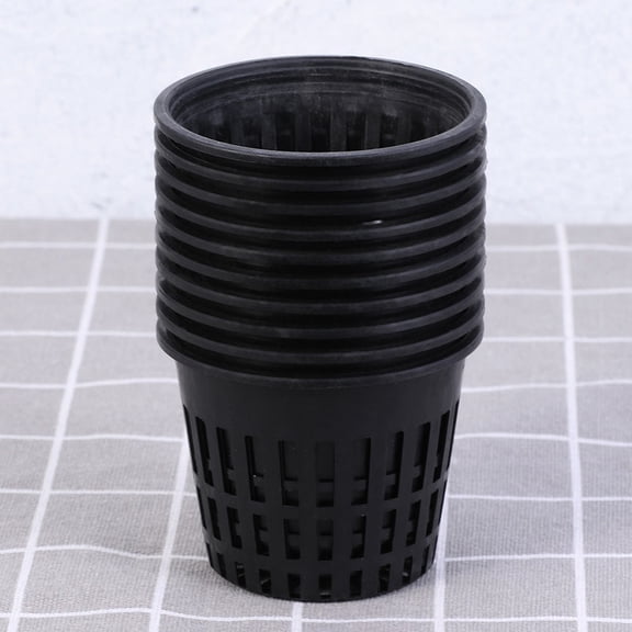 ADDHAT 40Pcs Hydroponic Net Cups Black Plastic Planting Pots with Air Permeability for Garden and Home Use