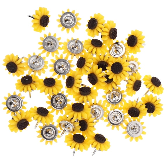ADDHAT 40Pcs Sunflower Shape Resin Metal Thumb Tack For Cork Board Tacks Decorative Pushpin Bulletin Flower