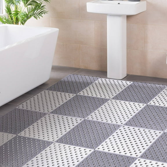 ADDHAT 4Pcs Bathroom Mat Set Tpe Quick Dry Non Skid for Adults Shower Safety Pool Deck