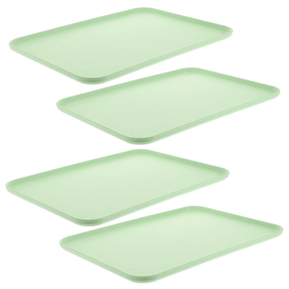 ADDHAT 4Pcs Rectangular Plastic Serving Tray For Lunch In Cafeterias And Schools
