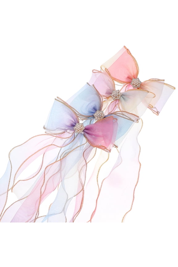 4pcs Gradient Ribbon Hair Bow Clips for Girls Women Barrette Hair Accessories for Parties Dance Daily Wear