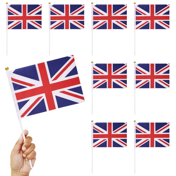 ADDHAT 50Pcs Hand Waving UK Flags Polyester Assorted Color Rectangle For Sports Events Home Decoration Yard