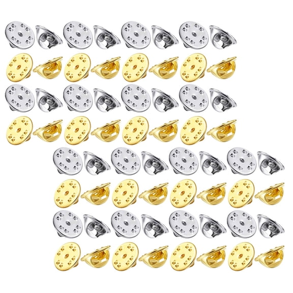 ADDHAT 50Pcs Pin Locking Back for Craft Making and DIY Accessory in Gold Silver Copper