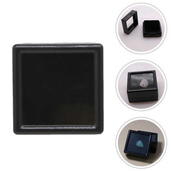 ADDHAT Black Plastic Display Case for Gems with Soft Protective Pad, 5 Pieces Jewelry Storage Boxes