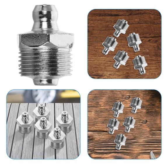 ADDHAT Grease Sprayer Part Grease Nozzle Silver 5Pcs for Mechanical Equipment