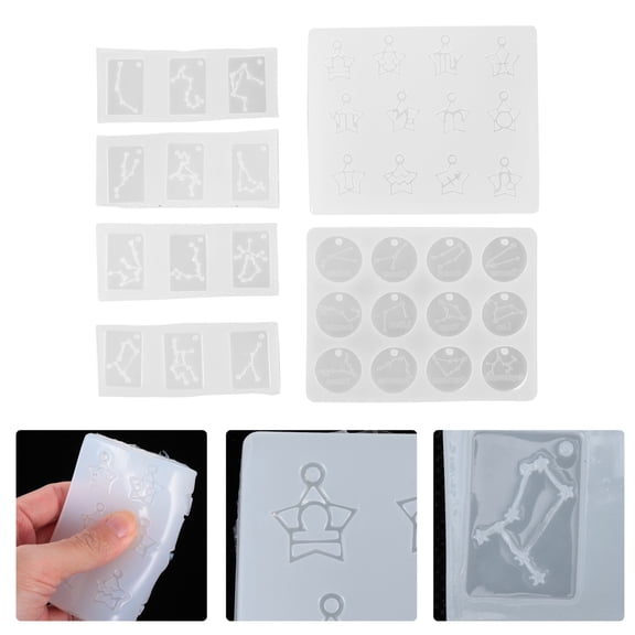 ADDHAT 6-Piece DIY Silicone Resin Molds for Charms, Easy Release Pendant Making Mold, White Color