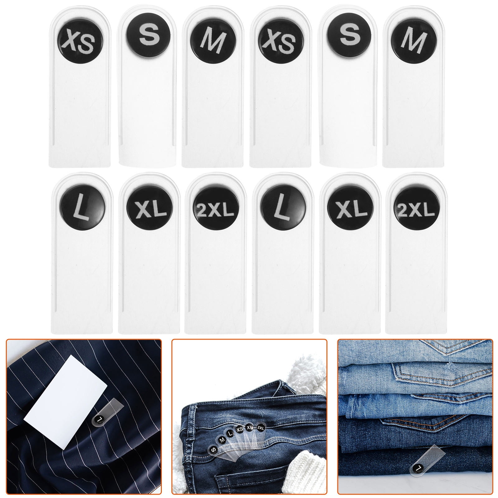 ADDHAT 60Pcs Size Labels Round Button Like Design for Clothing Retail ...