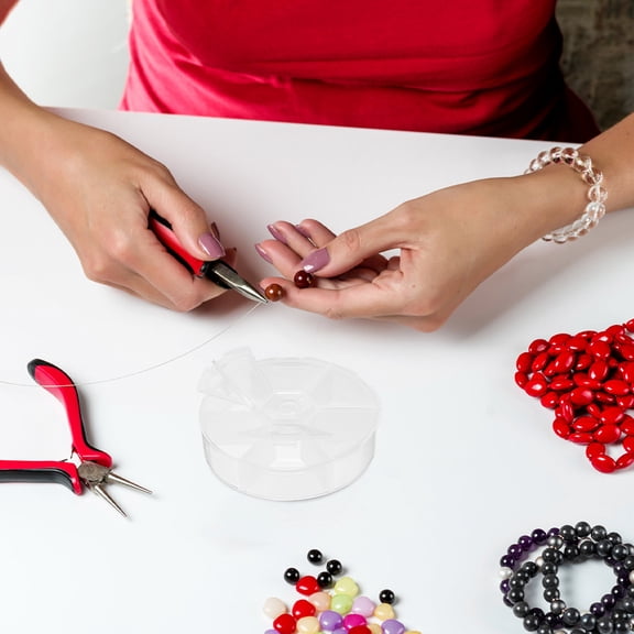 ADDHAT 6Pcs Clear Plastic Bead Containers For Beads And Small Parts 8.00X8.00X1.90Cm Organizer Box