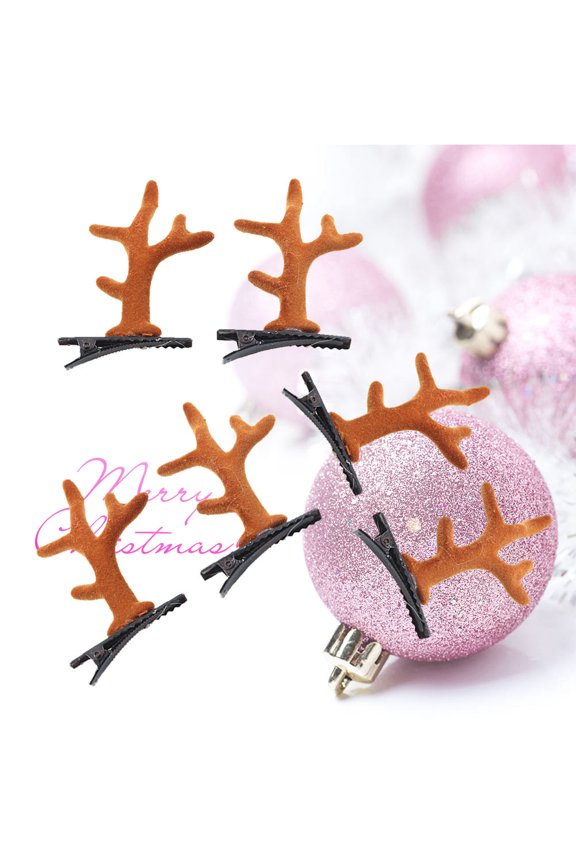 6Pcs Coffee Antler Hairpins Unique Deer Hair Clips for Party Christmas Decoration