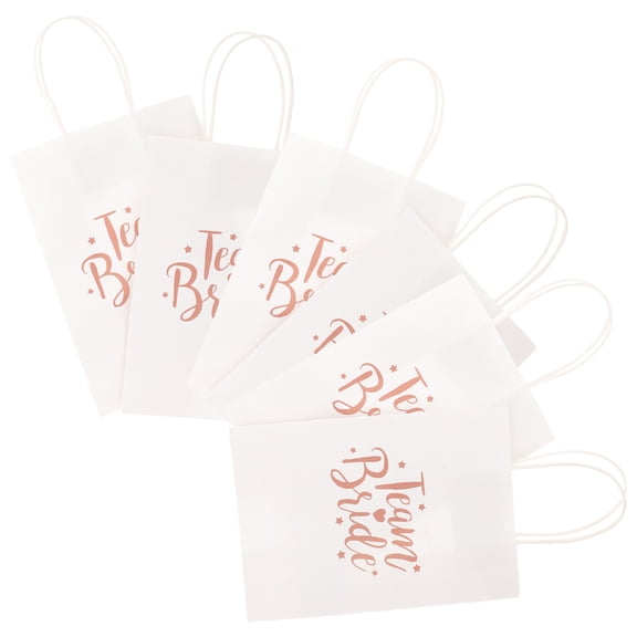 ADDHAT 6Pcs Wedding Welcome Bags for Hotel Guests Paper Tote Bags with Handles White