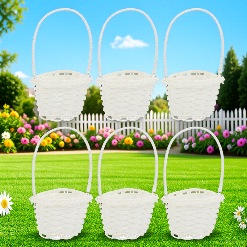 ADDHAT 6Pcs Strong Rattan Storage Basket Assorted Color Multipurpose ...