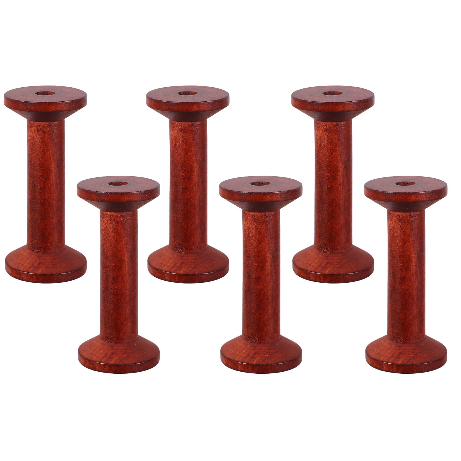 ADDHAT 6Pcs Thread Holders Light Brown Wooden Spool Storage Rack for ...