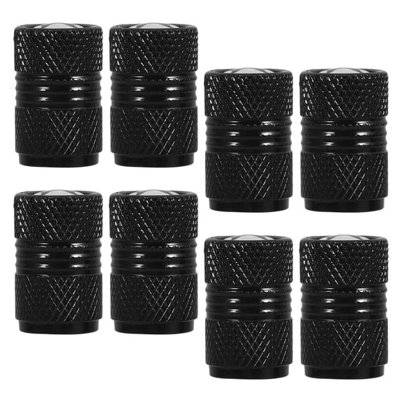 ADDHAT 8Pcs Black Car Valve Dust Caps With Easy Installation 1.70X1.10X1.10cm