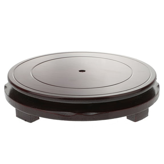 ADDHAT .9In Brown Round Wood Flower Pot Base 1Pack