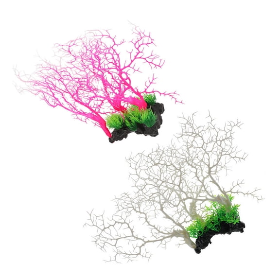 ADDHAT Aquarium Corals 2Pcs White Coral Tree Shape Ornament for Tabletop and Office Decoration 15.0X11.4X5.1In