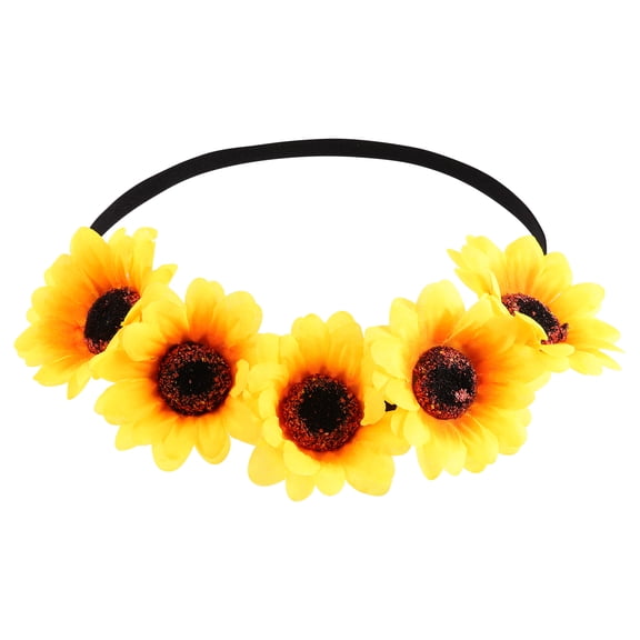 ADDHAT Yellow Fabric Sunflower Hair Headdress Artificial Flower Decor for Beach Parties Lightweight and Comfortable