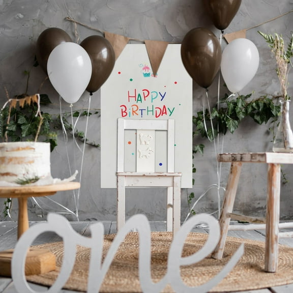 ADDHAT Birthday Wall Backdrop 1Pcs 31.5x19.7in White Polyester for Photography Sessions
